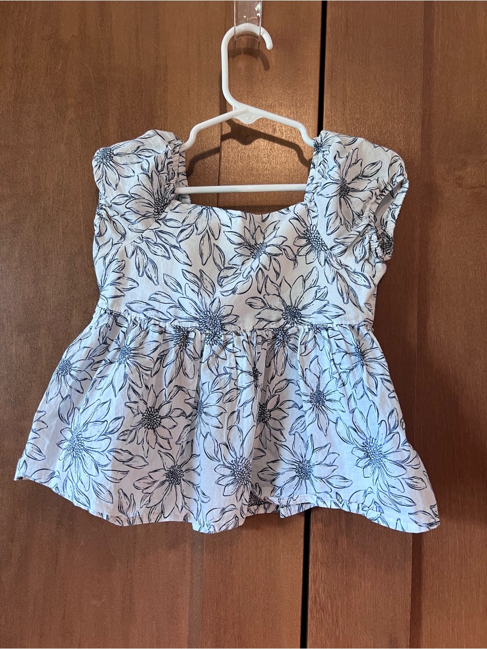 Joie White Top with Navy Floral Print